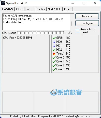 使用 SpeedFan 查看 CPU 温度