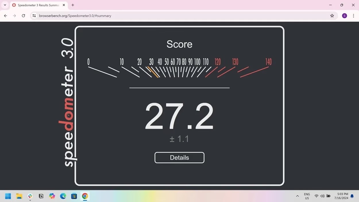 Snapdragon X Elite:Speedometer 测试